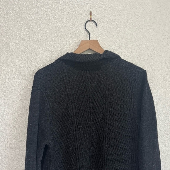 Vince Cardigan Sweater S Small Yak Wool Blend Lamb Leather Open Front Black - Picture 8 of 9